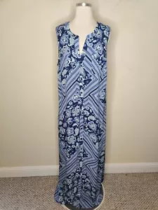 New York & Company Floral Maxi Dress XL Womens Button Front Sleeveless 57" Long - Picture 1 of 11