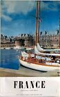 Affiche originale Saint Malo 1956. Le port et la Citadelle 99x62 cm