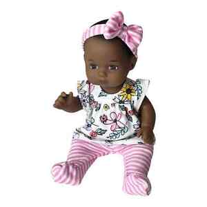NEW American Girl 7.75" LITTLE BITTY BABY DOLL Black Hair + Top Pants & Headband