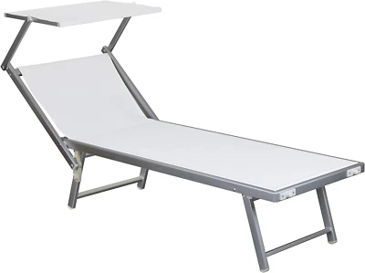 Salento Lettino Prendisole Pieghevole in Alluminio con TETTUCCIO mare spiaggia p - Immagine 1 di 3