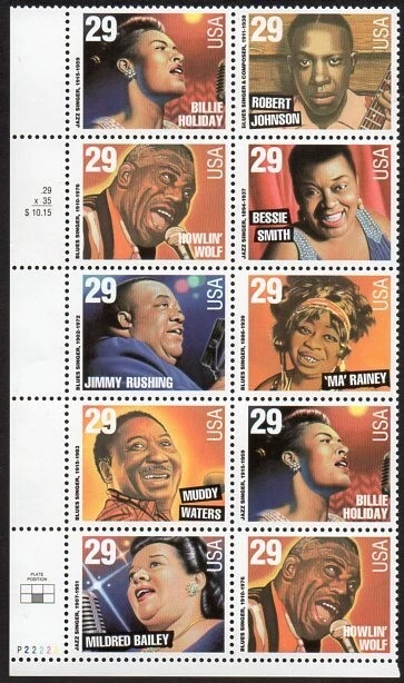 2854-2861 2861a 29c Jazz Singers plate block MNH - Image 1 of 1