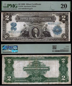 1899 $2 Silver Certificate PMG 20 - Mini Porthole - Blue Seal - Fr 258 - Picture 1 of 3