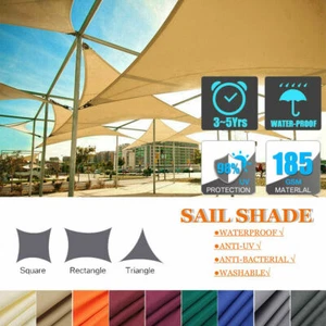 Sun Shade Sail Outdoor Patio Top Canopy Cover UV Block Triangle Square Rectangle - Picture 1 of 112