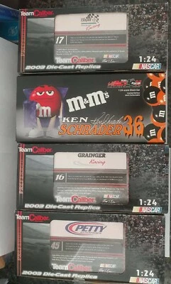 lot of 4 team caliber 1:24 scale racing cars #16, #17, #36 Ken Schrader M&M, #45 - Image 1 of 4