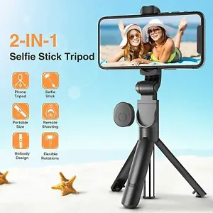Fit iPhone Samsung Telescopic Selfie Stick Bluetooth Tripod Monopod Phone Holder - Picture 1 of 12