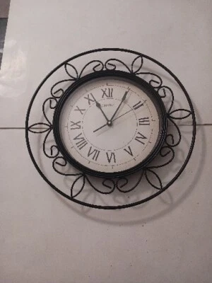 Acurite 18” Metal Indoor Clock, Decorative Clock Iron & Glass Clock Tan, Brown - Image 1 of 3