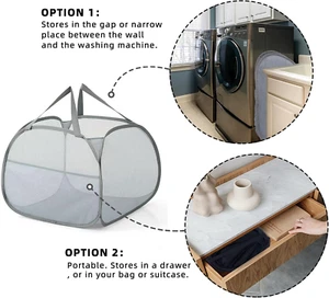 Collapsible Laundry Basket 90L, Foldable Mesh Pop-Up Laundry Hamper with Hand... - Picture 1 of 1