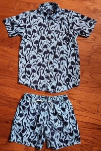 Trunks Surf And Swim CO. Shark Blue Shorts and Shirt Size XL YOUTH Sanro Short - Picture 1 of 8