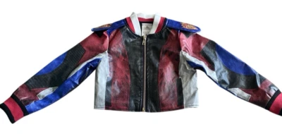 Chaqueta Disney Descendants Evie Niñas 4 Roja Negra Imitación Cuero Cremallera Completa Recortada Foto 1 de 4