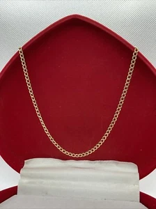 BEAUTIFUL Solid 14K Yellow Gold Diamond Cut CUBAN CURB Link Chain Necklace 4.3gr - Picture 1 of 18