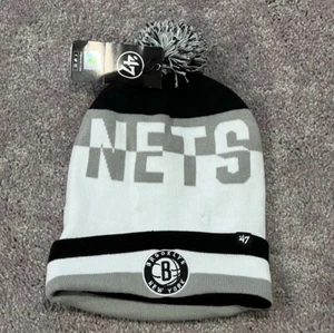 NBA Brooklyn Nets ('47 Brand) NBA Bering Cuff Strick Beanie Mütze mit Bommel schwarz - Bild 1 von 5