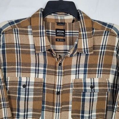 Prana Flannel Shirt Thick Heavy Plaid Mens XL Button Down Green Breathe Warm - Image 1 of 4