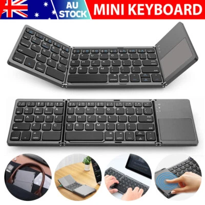 Folding Wireless Bluetooth Keyboard Touchpad Ultra slim for Tablet Phone Laptop - image 1 of 4