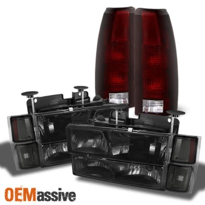 Fit 94-98 C/K Tahoe Suburban Smoked Headlights+Bumper+Red Smoked Tail Lights - Image 1 of 4