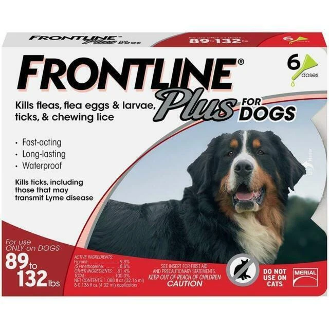FRONTLINE Plus Flea & Tick 3 month Treatment for Dogs 89-132lbs