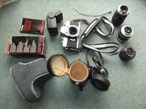 Minolta SRT MC-11 35mm SLR Camera & 3 Lenses, flash & case . Very good condition - Picture 1 of 24