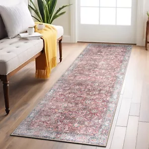 Rugshop Runner Rug Bordered Vintage Machine Washable Carpet Non Slip Rugs 2x7 - Picture 1 of 10