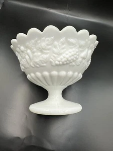 Westmoreland Iridescent Milk Glass Grape & Fruit Pedestal Compote Dish No Lid329 - Picture 1 of 5