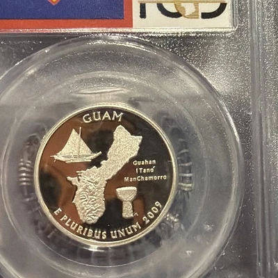 2009 S 25C Silver Guam Quarter PCGS PR69DCAM PR10 - Image 1 of 3