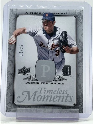 JUSTIN VERLANDER 2008 UD A PIECE OF HISTORY TIMELESS MOMENTS /25 Q5476 - Image 1 of 2
