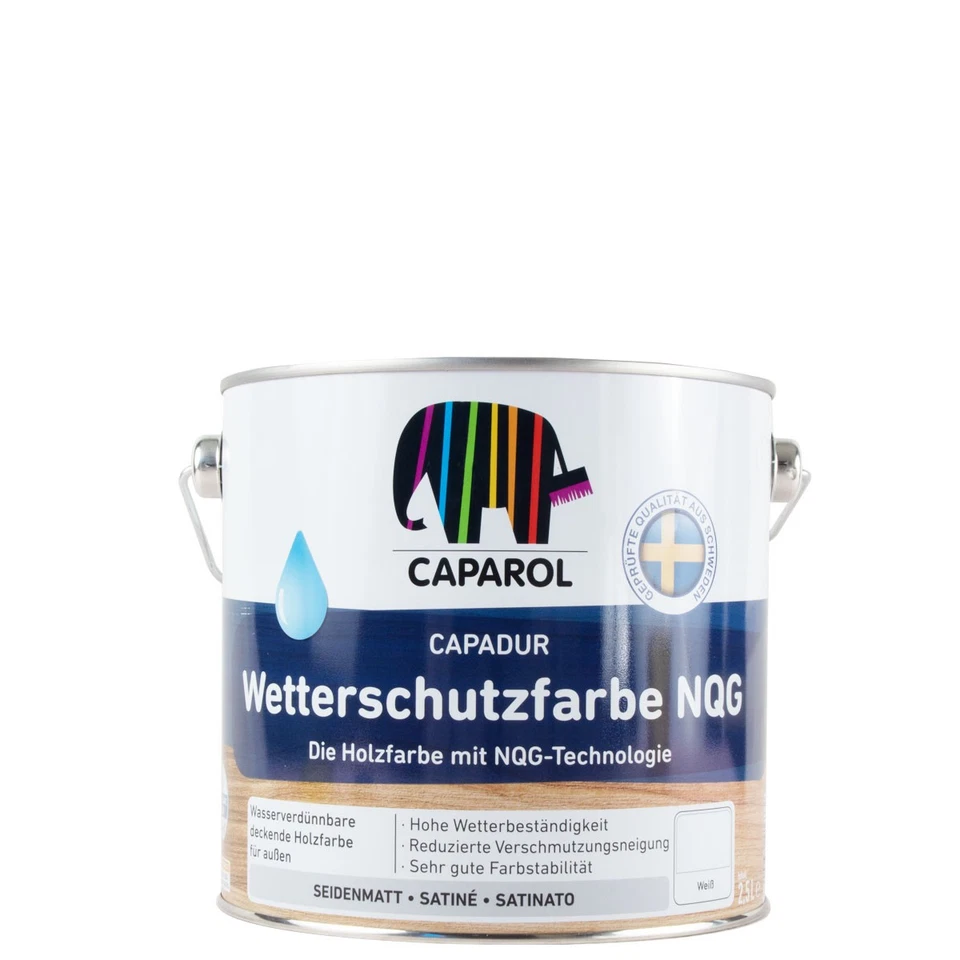 Caparol Capadur Wetterschutzfarbe NQG 2,5L weiß, Holzfarbe, wasserdampfdurchläss - Bild 1 von 1