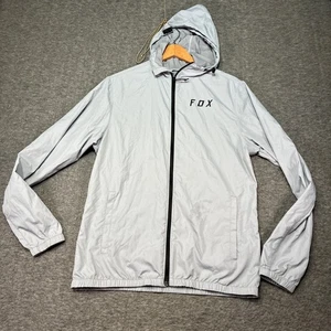 Fox Racing Jacket Mens Medium Light Grey Windbreaker Active Outdoor Casual - Picture 1 of 8