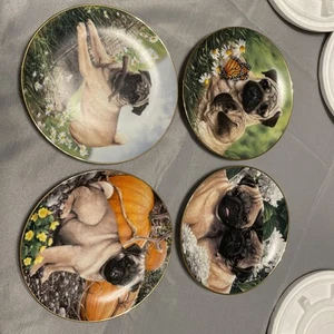 Danbury Mint Mops Sammelteller 4er Set - Bild 1 von 6