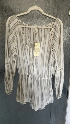 Nuevo con etiquetas Mameluco Elan EE. UU. Manga Larga Talla S Blanco Salvia Rayas Foto 1 de 4