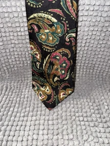 Vintage Lands End Floral Silk Tie Multicolor USA Necktie Hand Sewn Silk - Picture 1 of 8