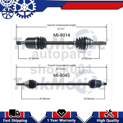 2 Front CV Axle Shaft Joint For Mitsubishi Mirage 1.5L 1992 1991 1990 1989 - Image 1 of 3
