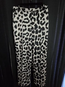 HM  Satin Like Dress Pants ,Light Cream Color With Animal Pattern ,Side Pockets - Picture 1 of 3