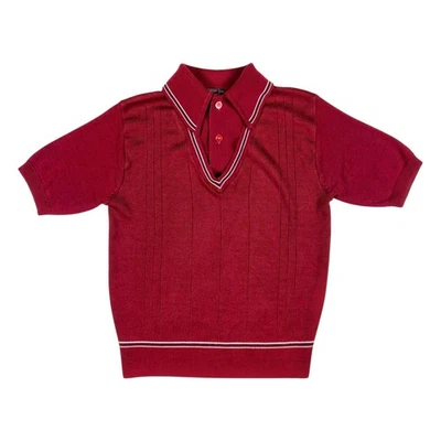 Polo JC Penney Para Hombre De Colección Años 70 Borgoña Tejido Manga Corta Mod Disco M Foto 1 de 4