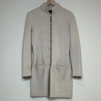 Cárdigan Suéter Chaqueta Adrienne Vittadini Mezcla Lana Talla XS Plumero Nehru Foto 1 de 4