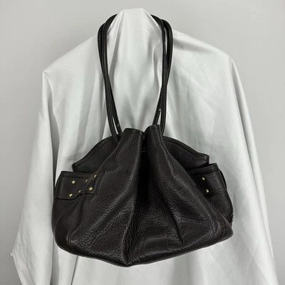 COLE HAAN Denney Brown Pebbled Leather Hobo Satchel Shoulder Bag Gold Hardware - Image 1 of 4