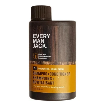 Champú acondicionador Every Man Jack 2 en 1 sándalo 3 oz tamaño de viaje hidratado Foto 1 de 4