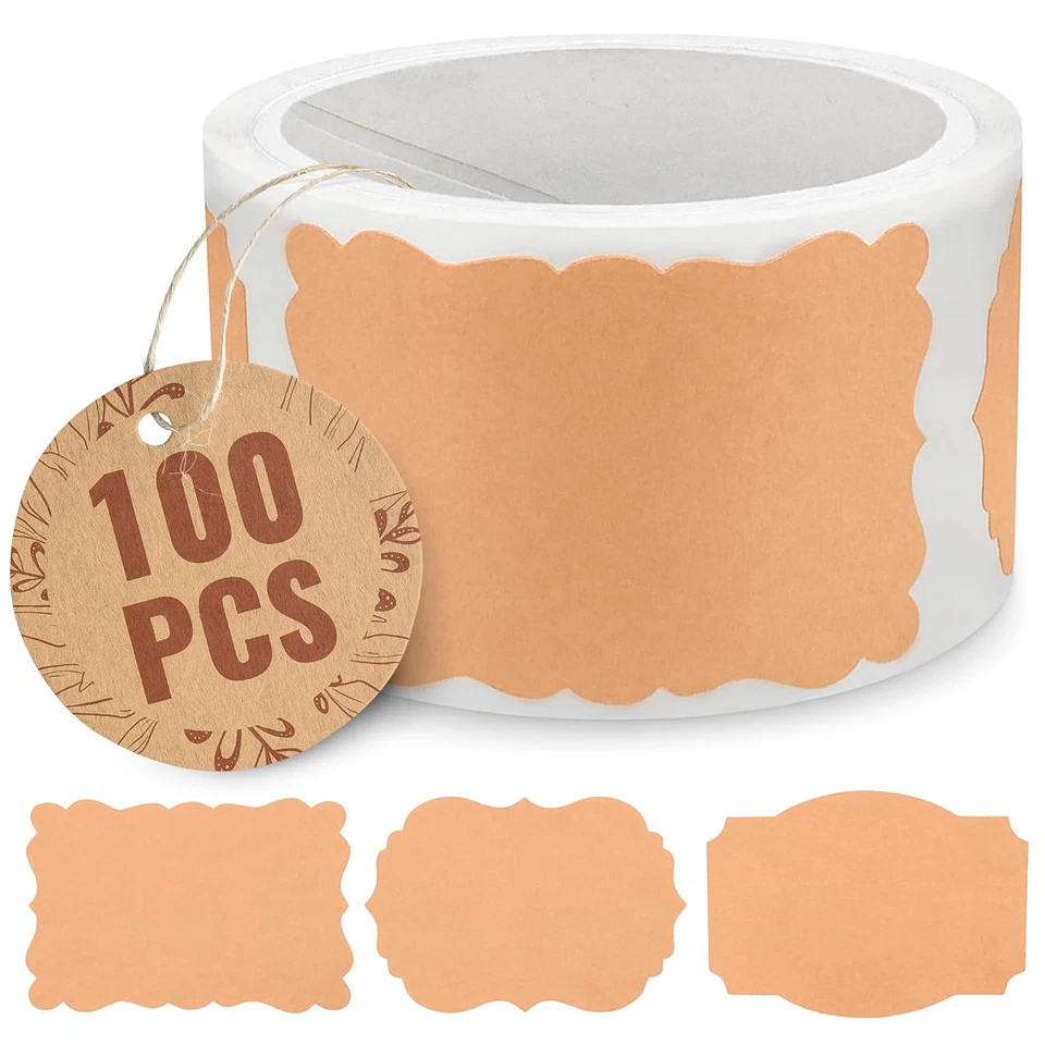 100 piezas pegatinas personalizadas de etiquetas de regalo hechas a mano de 3" X 2" para productos horneados Foto 1 de 4