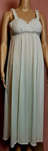 Vintage 70s Olga Full Sweep Nightgown Mint Green Lace Front Size-36/S - Picture 1 of 8