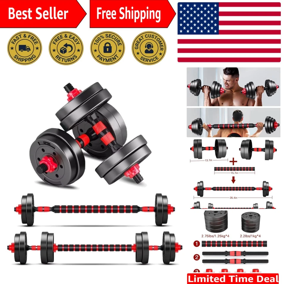 Juego de Mancuernas Ajustables 20lbs - Convertir en Barra para Gimnasio en Casa Flexibilidad Foto 1 de 4