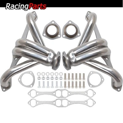 Cabezales abrazadores de acero inoxidable para Chevy bloque pequeño SB V8 262 265 283 305 327 350 400 Foto 1 de 4