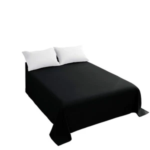 California King Flat Sheet Black Top Sheet, Premium Hotel 1-Piece, Luxury and... - Picture 1 of 5