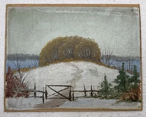 Winterlandschaft Ölmalerei Leinwand auf Karton 22,5x18cm - Picture 1 of 5