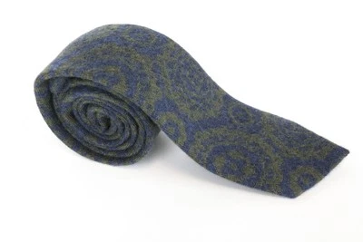 SUITSUPPLY Men's Tie ~150x8cm Blue Graphic Melange Silk Wool Blend Finish - Image 1 of 4