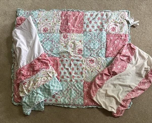 The Peanut Shell Mila 3 Pc Crib Baby Bedding Quilt Bed Skirt Changing Pad Cover - Picture 1 of 19