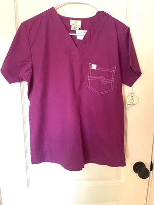 Peaches Ladies Scrub Top Size s Deep Pink (Color is listed as Rhubarb) NWT - Image 1 of 3