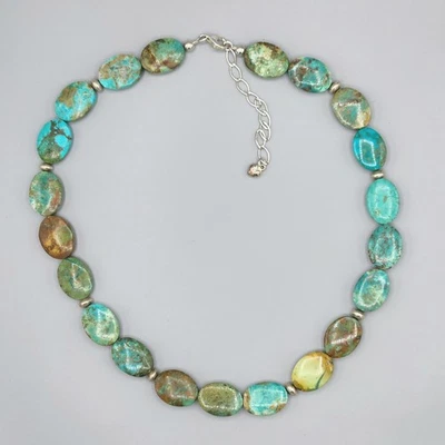 Jay King Dtr Mine Finds Oval Red Skin Turquoise Sterling Silver Necklace 21" 62g - Image 1 of 4