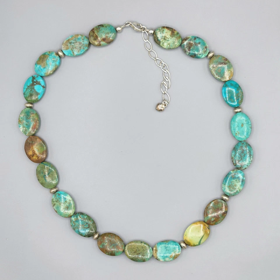 Collar de plata esterlina turquesa piel roja ovalada Jay King Dtr Mine Finds 21" 62 g Foto 1 de 4