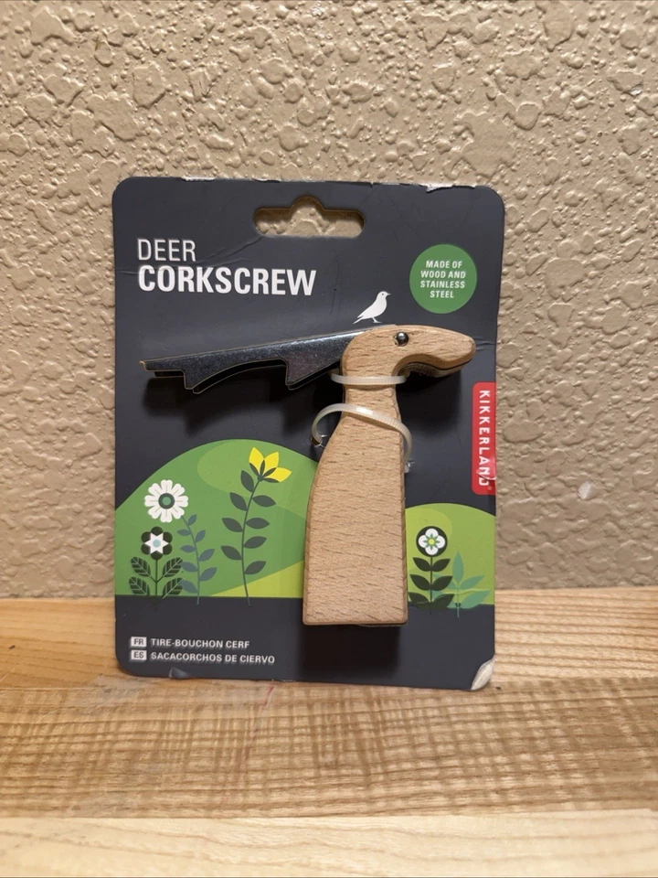 鹿开瓶器 - 木材和不锈钢 - 3 英寸高 - Kikkerland — 第 1/1 张图片