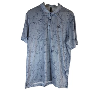 Adidas Golf Performance Athletic Polo Men's L Blue Marbled Dri-Fit Short Sleeve - Picture 1 of 14
