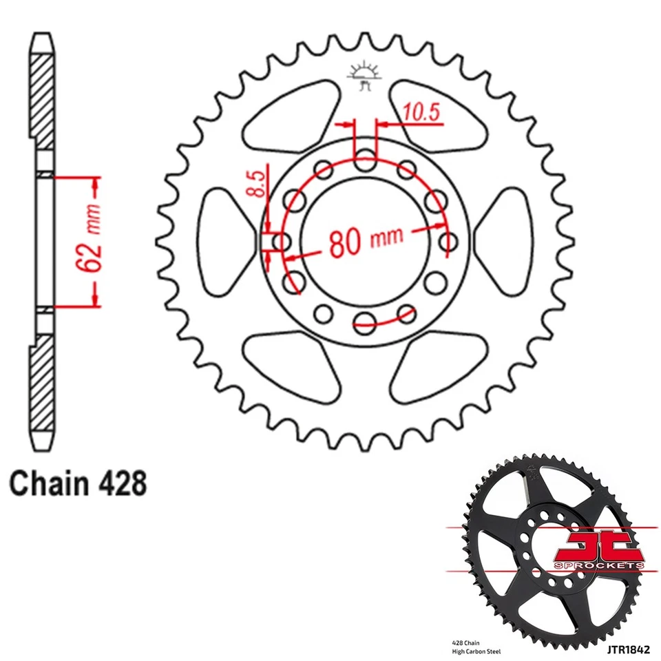 Piñones JT Piñón Trasero Acero 428 Paso 44 Dientes Yamaha XT225 (1992-2007) Foto 1 de 2