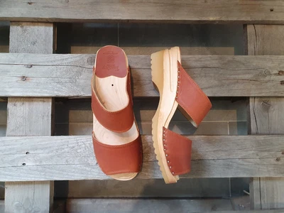 Zuecos suecos sandalias Troentorp Karin coñac bronceado vegetal talla EE. UU. para mujer 7 / UE 37 Foto 1 de 4